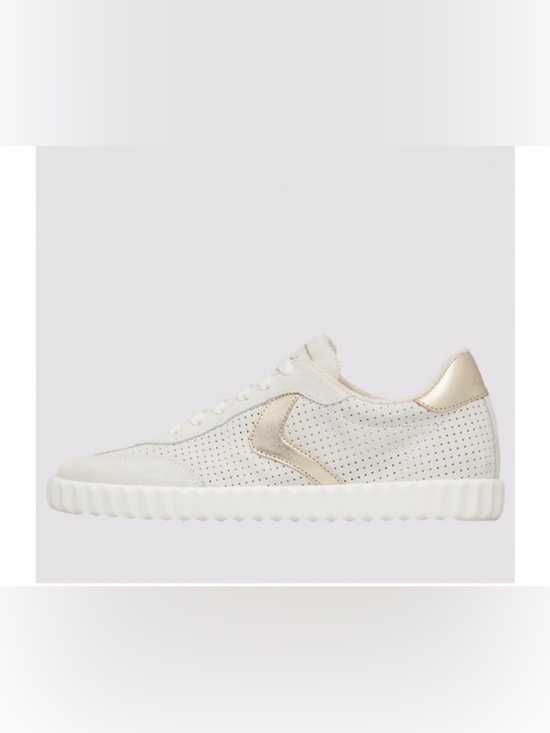 NWT VOILE BLANCHE INES Mesh 2 Leather And Suede Sneakers White-Platinum - Picture 2 of 16